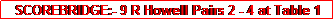 Text Box: SCOREBRIDGE:- 9 R Howell Pairs 2 - 4 at Table 1 