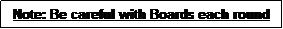 Text Box: Note: Be careful with Boards each round