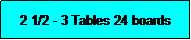 Text Box: 2 1/2 - 3 Tables 24 boards