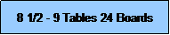 Text Box: 8 1/2 - 9 Tables 24 Boards