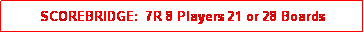 Text Box: SCOREBRIDGE:  7R 8 Players 21 or 28 Boards