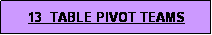 Text Box: 13  TABLE PIVOT TEAMS