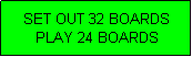 Text Box: SET OUT 32 BOARDS
PLAY 24 BOARDS