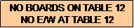 Text Box: NO BOARDS ON TABLE 12
NO E/W AT TABLE 12