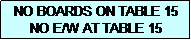 Text Box: NO BOARDS ON TABLE 15
NO E/W AT TABLE 15