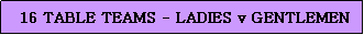 Text Box:  16 TABLE TEAMS - LADIES v GENTLEMEN